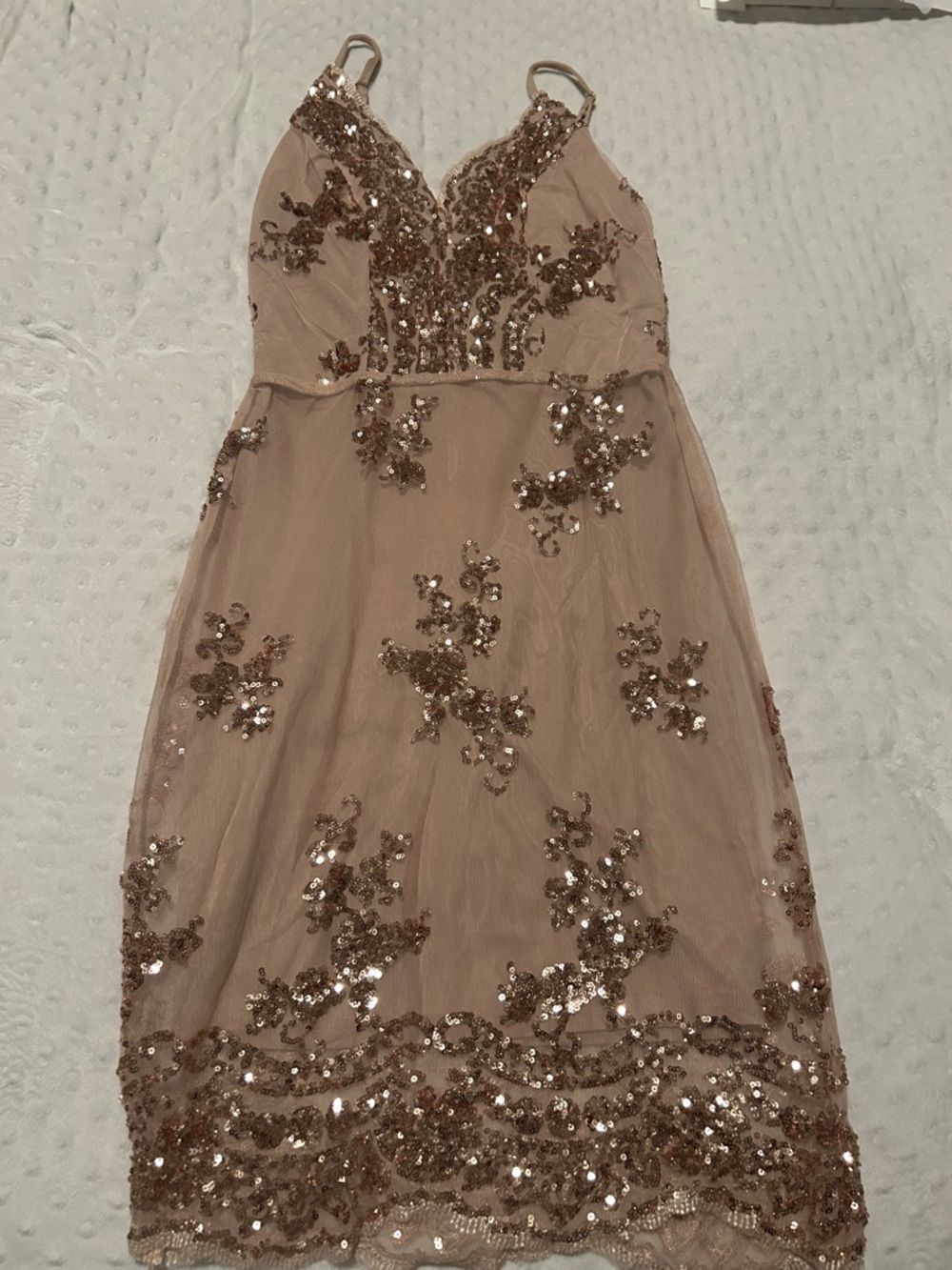 Nude sequin party dress